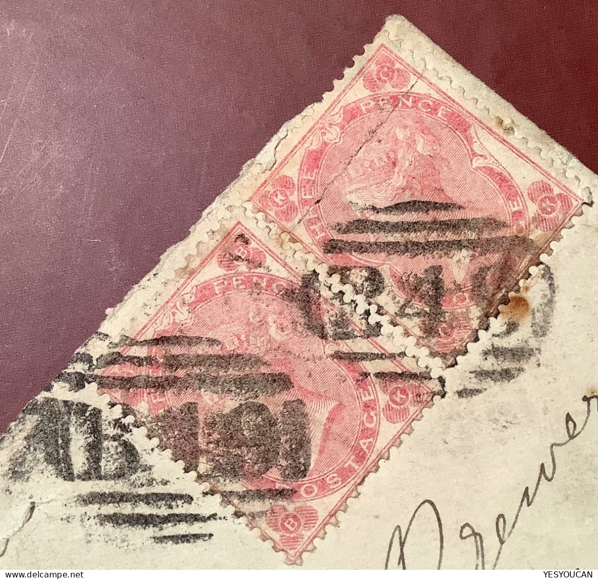 ALMWCH 1863 (Wales, Isle Of Anglesey) RARE B49 Numeral Transatlantic Mail Cover>St John New Brunswick Canada (GB QV 3d - Cartas & Documentos