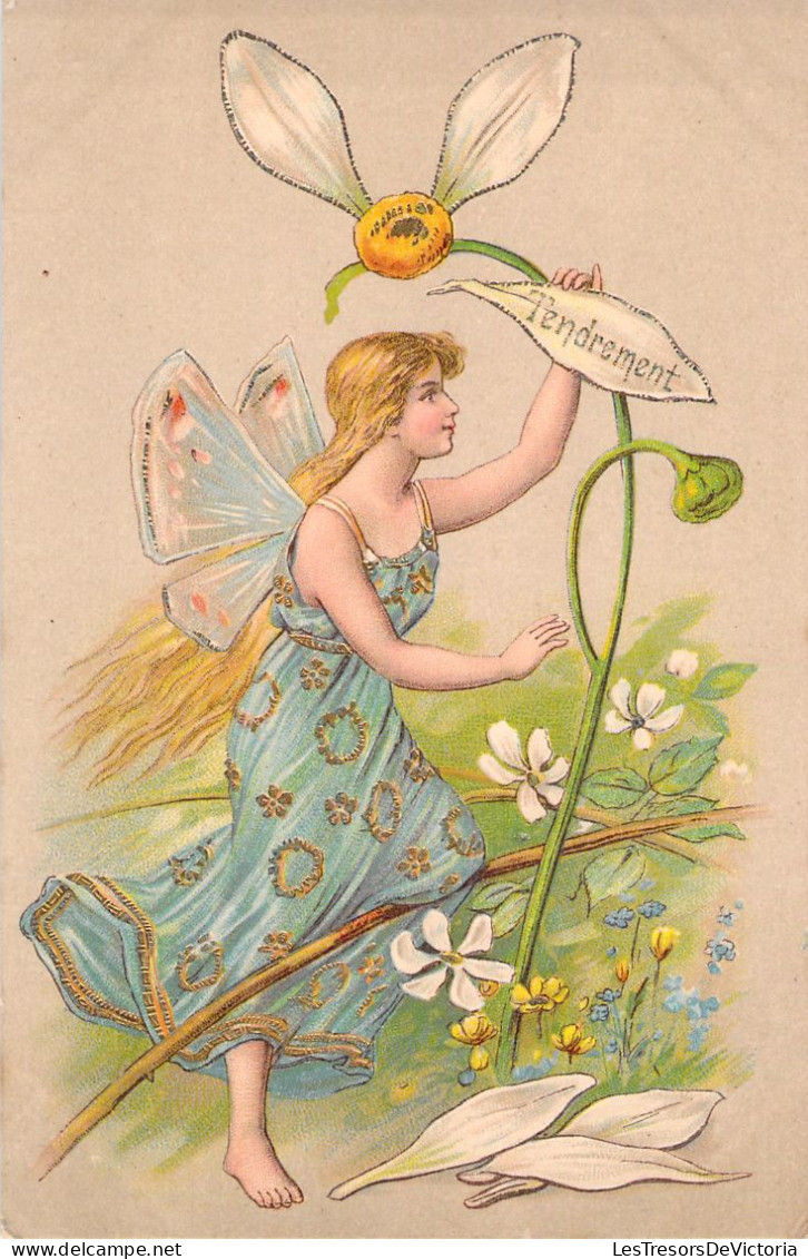 Fantaisie - Fée Effeuillant Une Marguerite - Je T'aime Tendrement - Carte Postale Ancienne - - Märchen, Sagen & Legenden