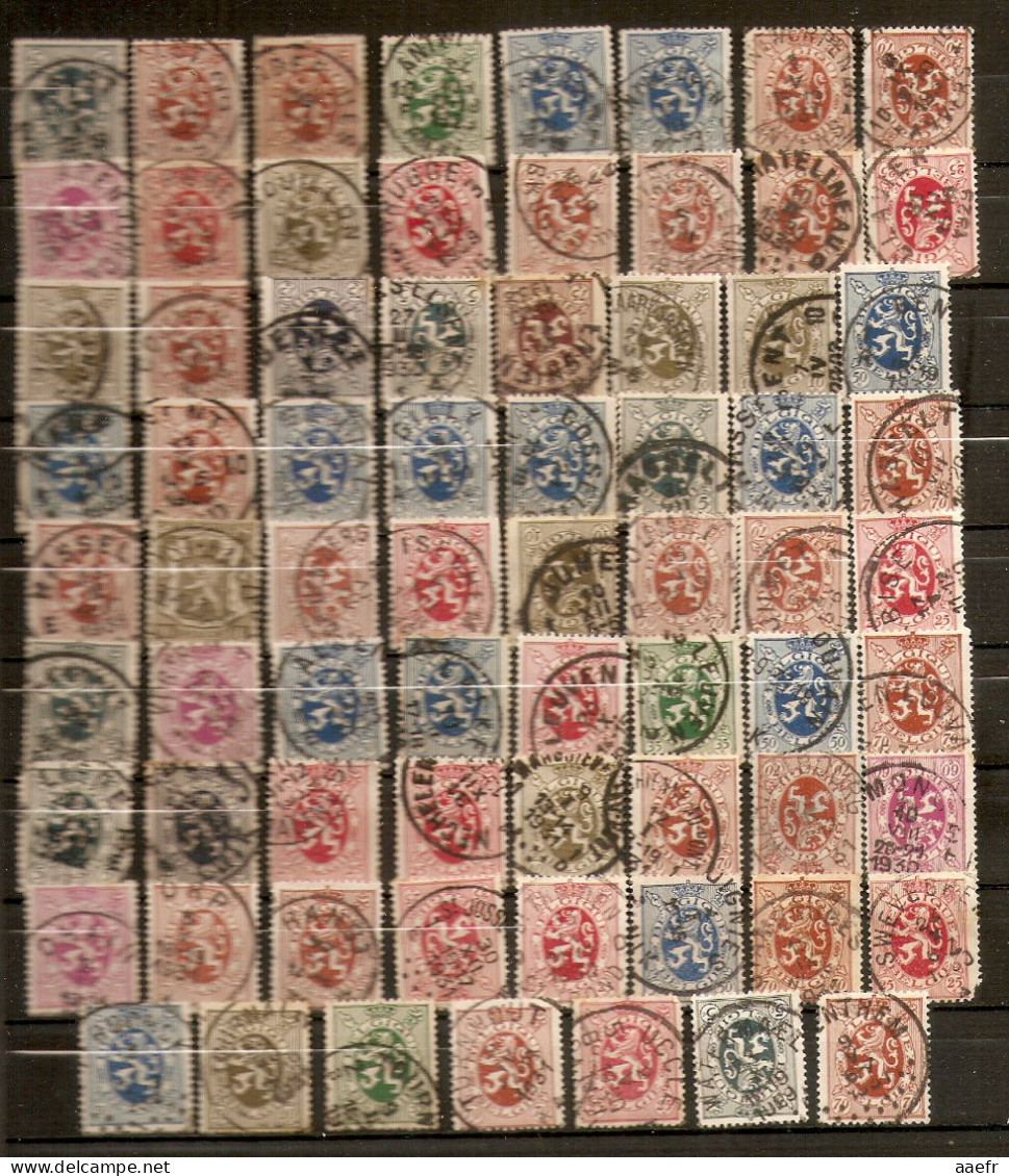 Belgique 1929/37 - Petit Lot De 71 Timbres Lion Héraldique Avec Belles Oblitérations De Flandre Et Wallonie - 1929-1937 Heraldieke Leeuw