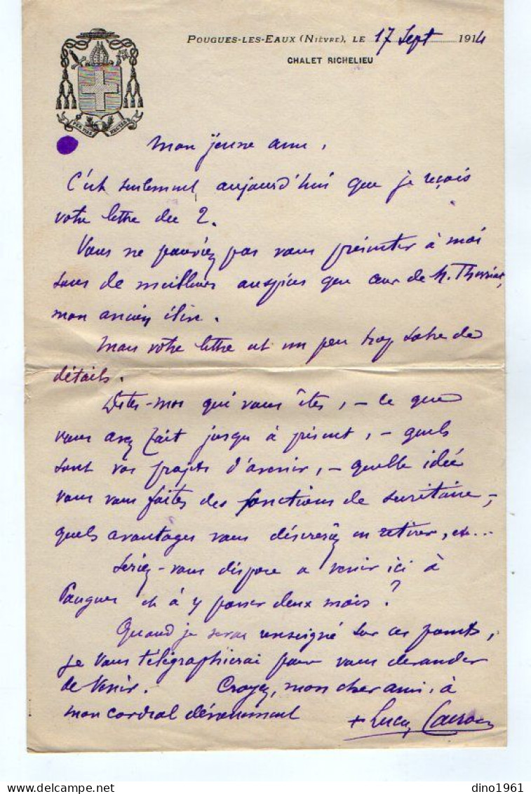 VP22.409 - POUGUES - LES - EAUX 1921 - LAS - Lettre Autographe Signée - Mgr Lucien LACROIX Evêque De Tarentaise ..... - Personaggi Storici