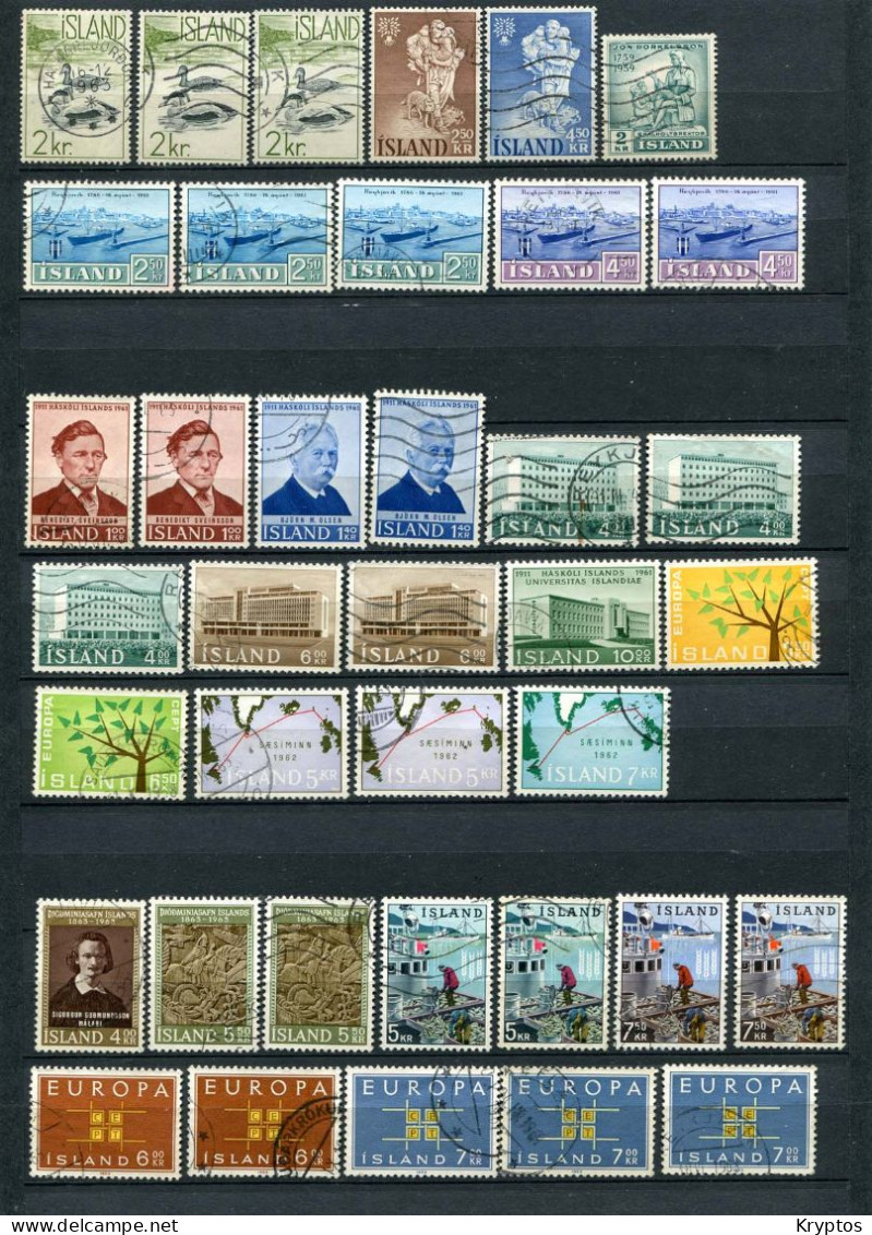 Iceland 1957-63. Clearance Sale - 96 Stamps - 2 Pages - All Used - Lots & Serien