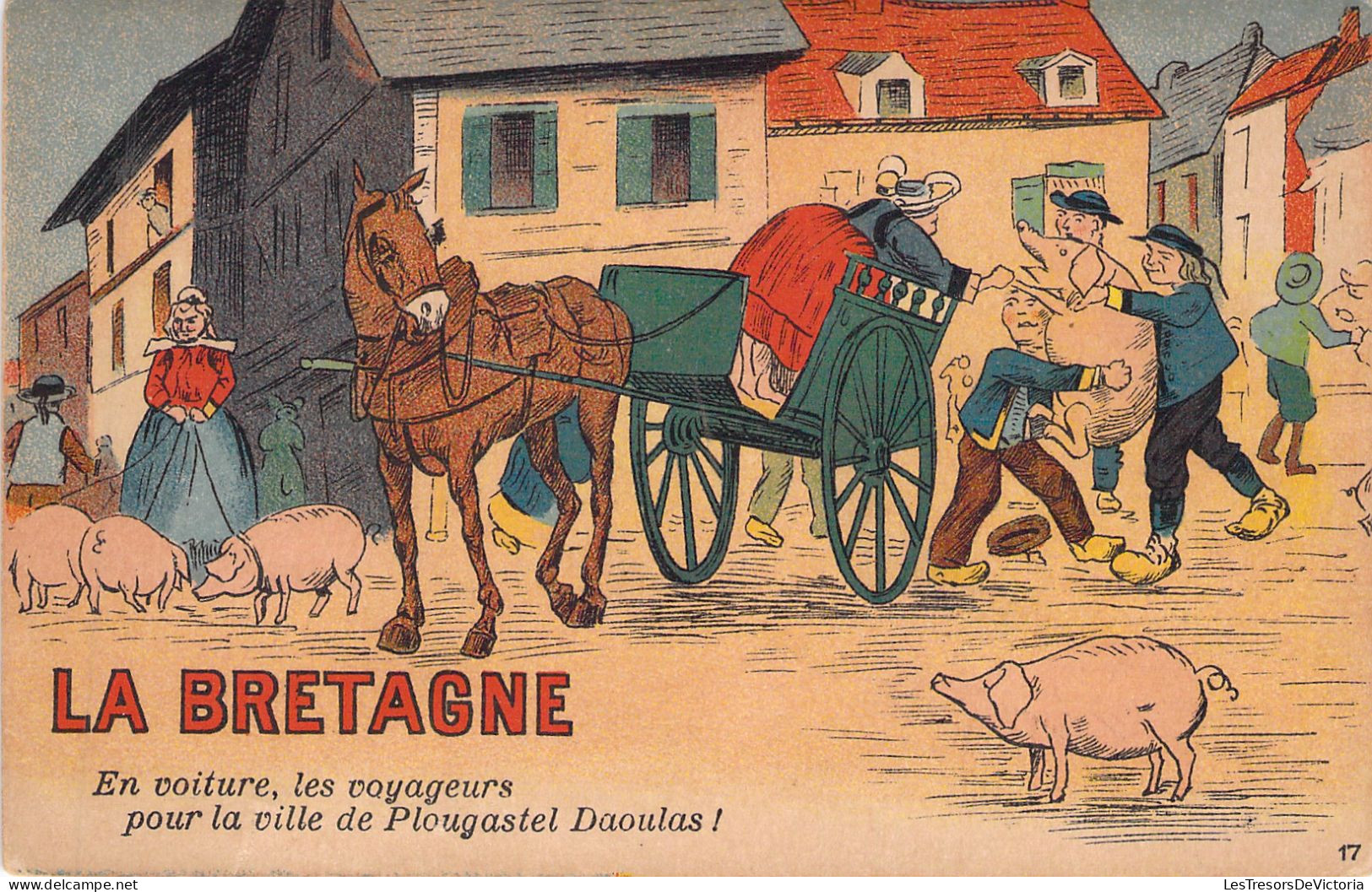 FRANCE - La Bretagne - En Voiture Les Voyageurs Pour La Ville De Plougastel Daoulas - Carte Postale Ancienne - - Bretagne
