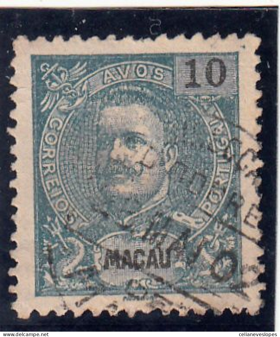 Macau, Macao, D. Carlos I, Novos Valores, 10 A. Azul, 1898, Mundifil Nº 96 Used - Oblitérés