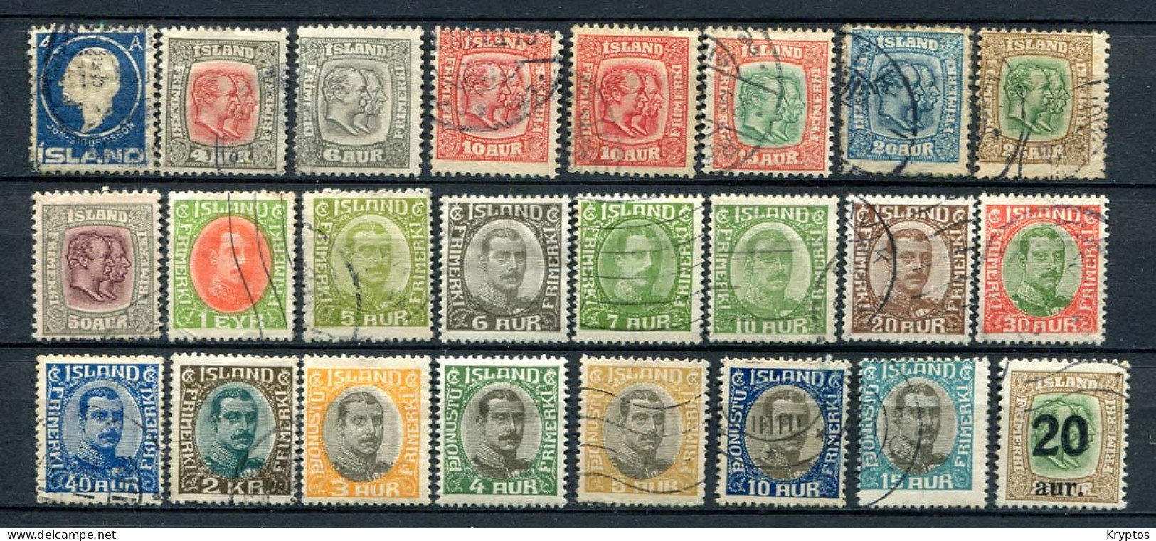 Iceland 1911-22. Clearance Sale - 24 Stamps - All Used (except 2 'Sevice Stamps') - Collections, Lots & Series