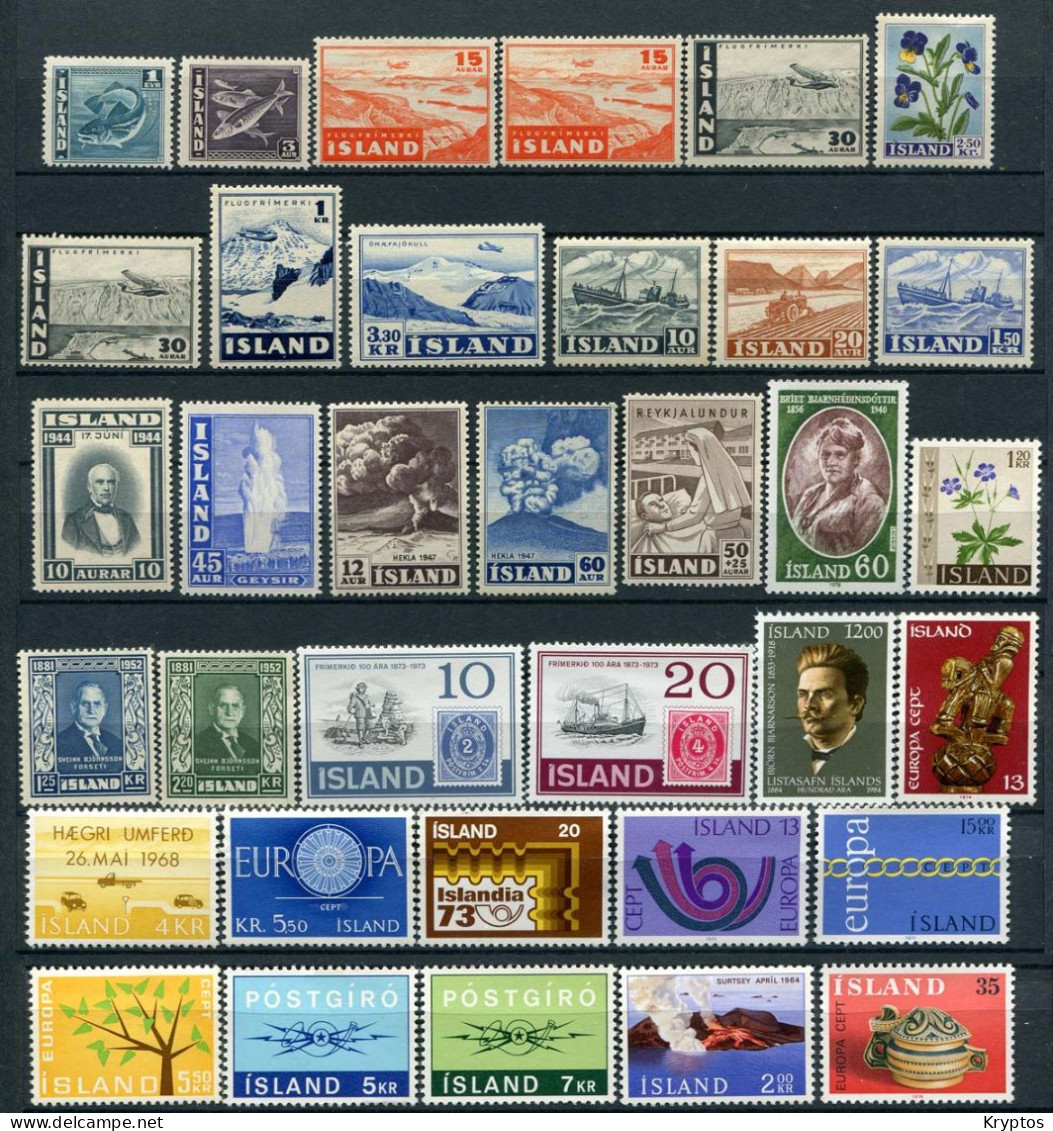 Iceland. Clearance Sale - 35 Stamps - All UNUSED / MINT - Lots & Serien