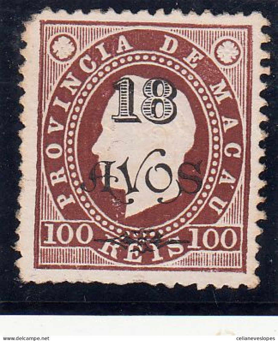 Macau, Macao, D. Luis I Com Sobretaxa, 18 A. S/ 100 R. Castanho, 1902, Mundifil Nº 108 MNGAI - Gebraucht