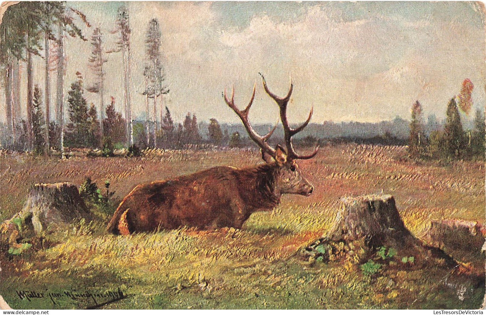 ARTS - Peintures Et Tableaux - Un Cerf - Carte Postale Ancienne - Malerei & Gemälde