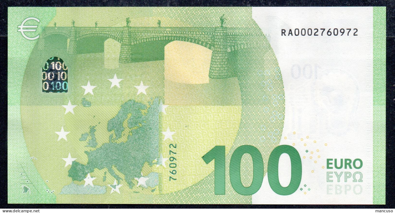 100 EURO GERMANY  RA000 R001 A1 FIRST POSITION  -   DRAGHI   UNC - 100 Euro