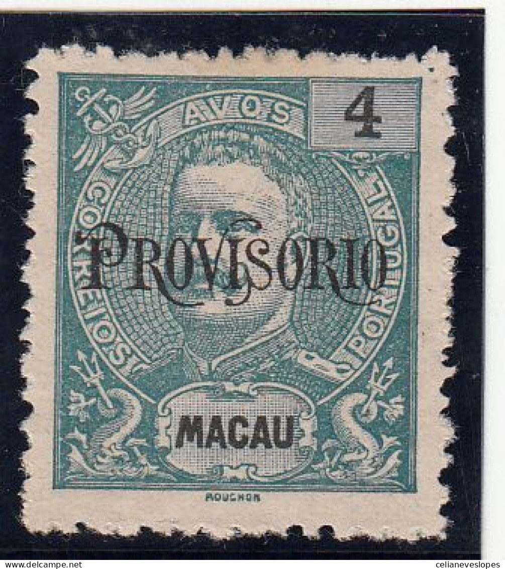 Macau, Macao, D. Carlos I Com Sob. Provisório, 4 A. Azul, 1902, Mundifil Nº 125 MNGAI - Oblitérés