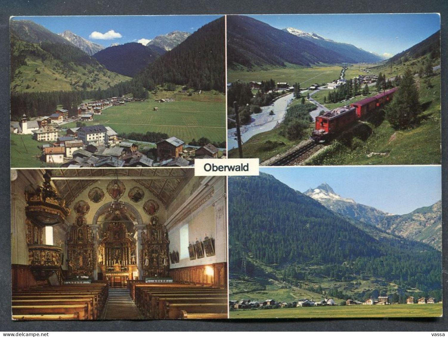 OBERWALD ( VL) 4 Vues , Train Rouge église  - SUISSE - Oberwald