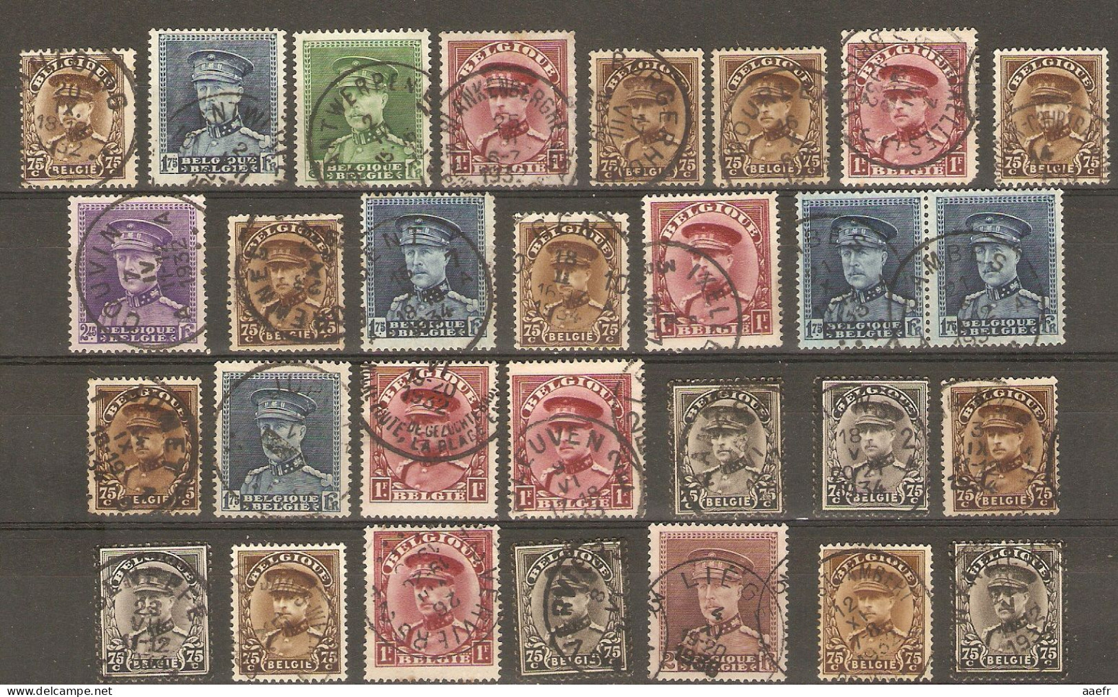 Belgique 1931/34 - Petit Lot De 29 Timbres Albert Type Képi - Oblitérations De Bruxelles/Flandre/wallonie - 1931-1934 Kepi