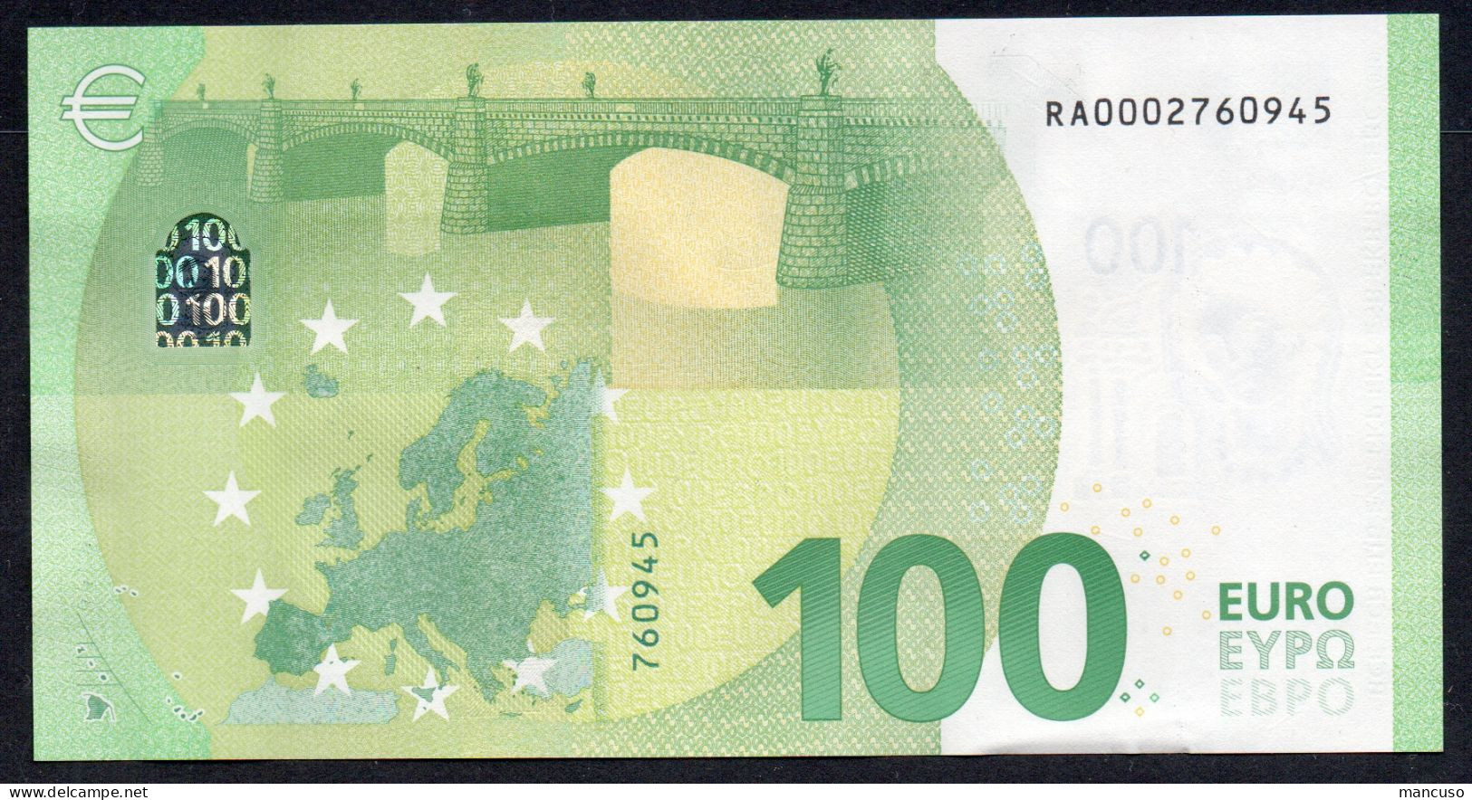 100 EURO GERMANY  RA000 R001 A1 FIRST POSITION  -   DRAGHI   AUNC - 100 Euro