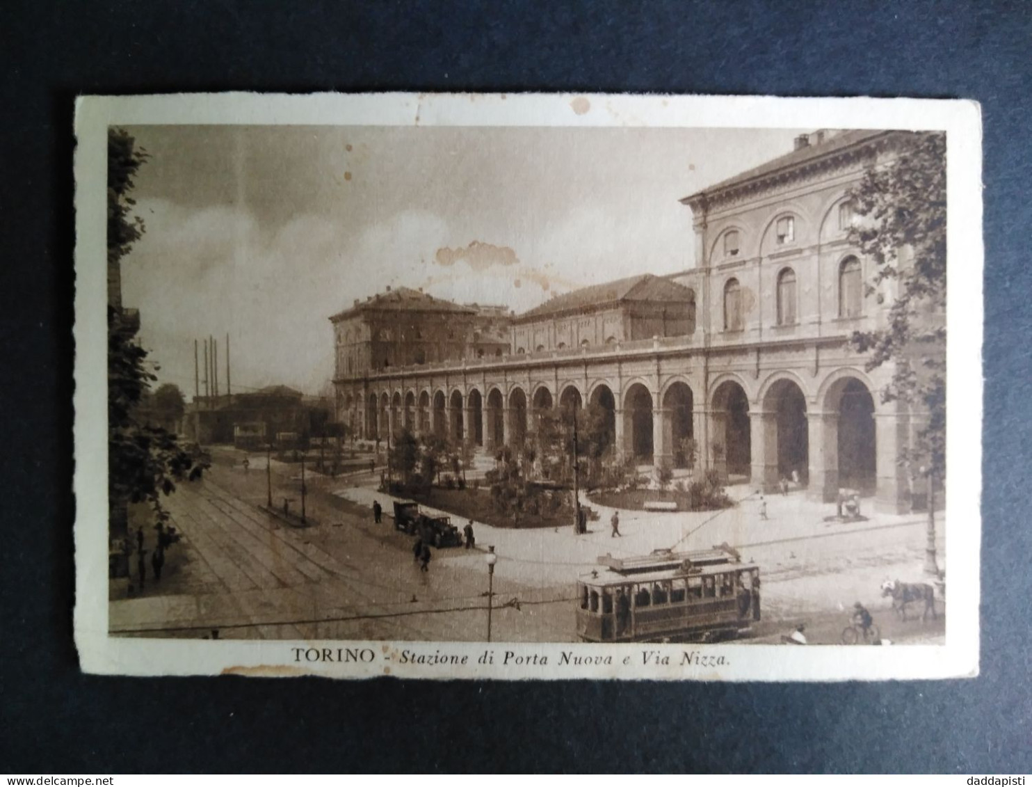 [S3] Torino - Stazione Di Porta Nuova E Nizza, Con Tram E Auto D'epoca. Piccolo Formato, Viaggiata, 1937 - Transports