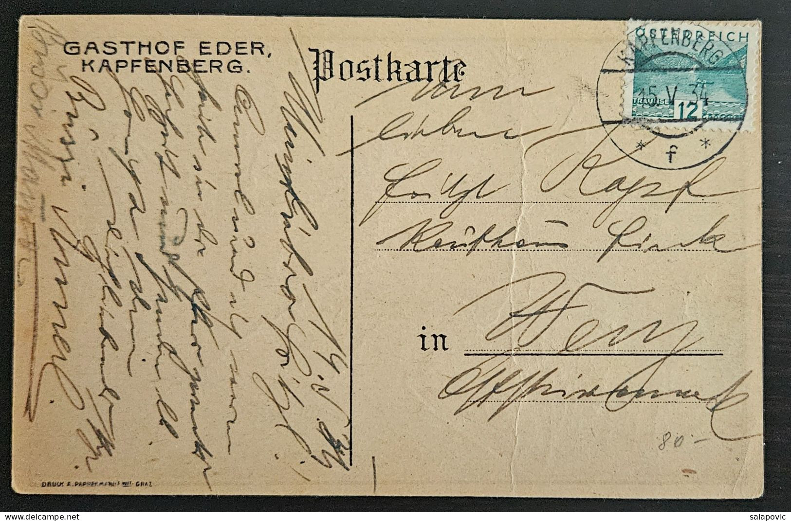 Austria,  Kapfenberg - Gasthof Eder Kapfenberg 1934  R3/254 - Kapfenberg