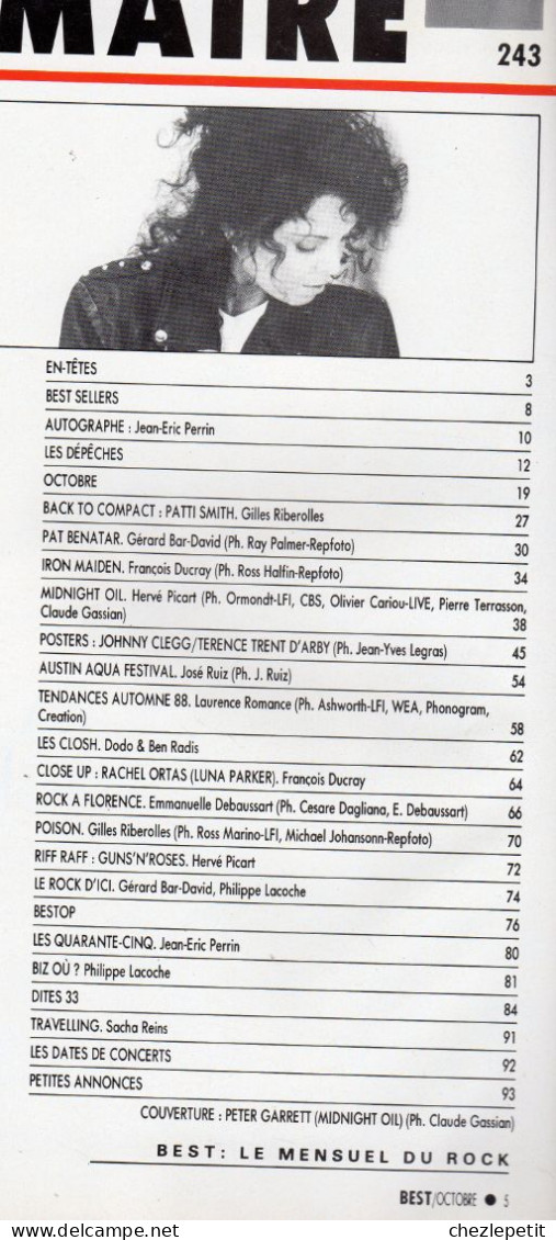 BEST N°243 Midnight Oil Pat Benatar Iron Maiden Johnny Clegg Terence Trent D'arby - Música