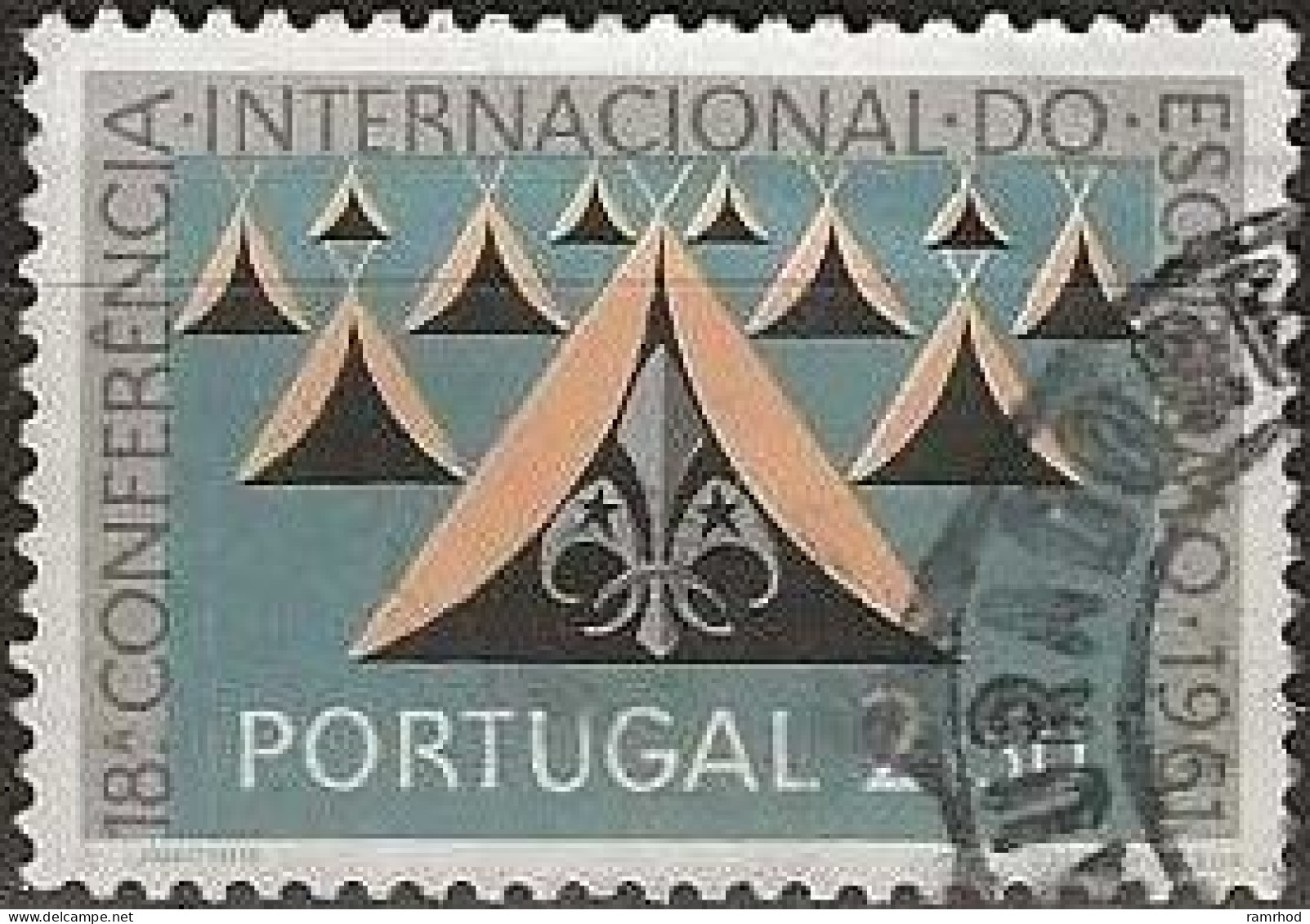 PORTUGAL 1962 18th International Scout Conference (1961) - 2e50 Scout Badge And Tents FU - Usado