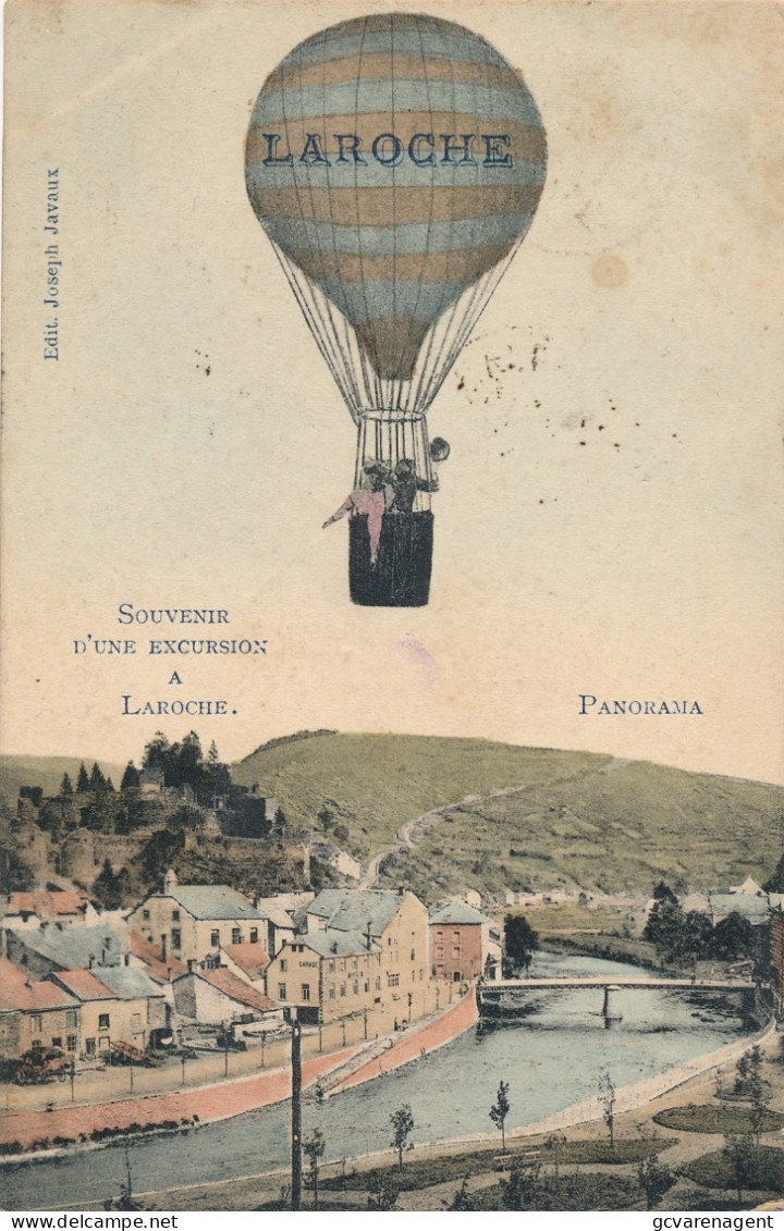 LAROCHE  SOUVENIR D'UNE EXCURSION A LAROCHE  PANORAMA   ( BALLON )              2 SCANS - La-Roche-en-Ardenne