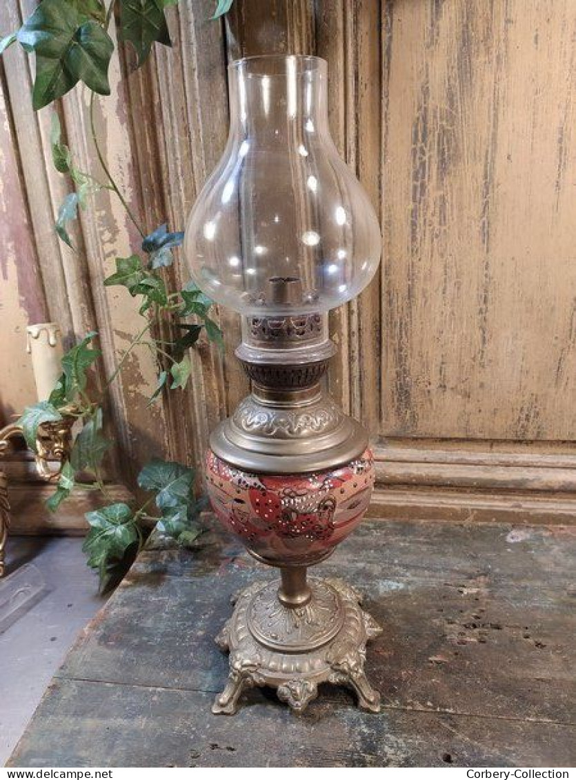 Lampe à Pétrole XIXème Faïence De Satsuma Japon Meiji. - Lámparas Y Arañas