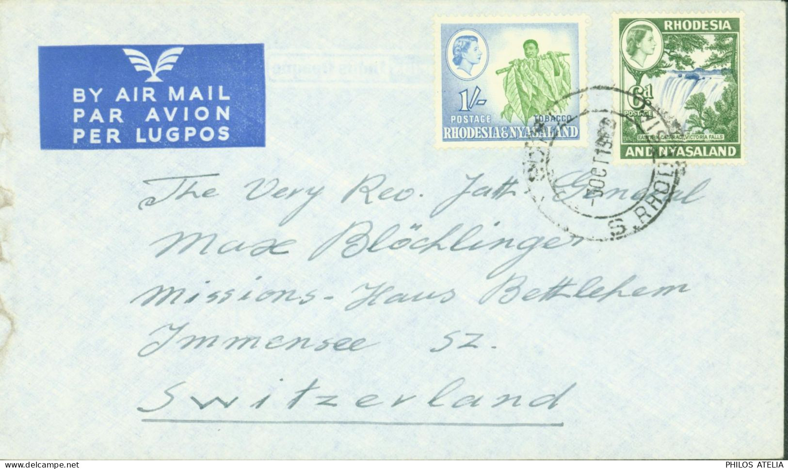 Rhodésie & Nyasaland YT N°19 à 25 CAD ? 30 OCT 1962 Pour Suisse Commonwealth Par Avion - Rhodesia & Nyasaland (1954-1963)