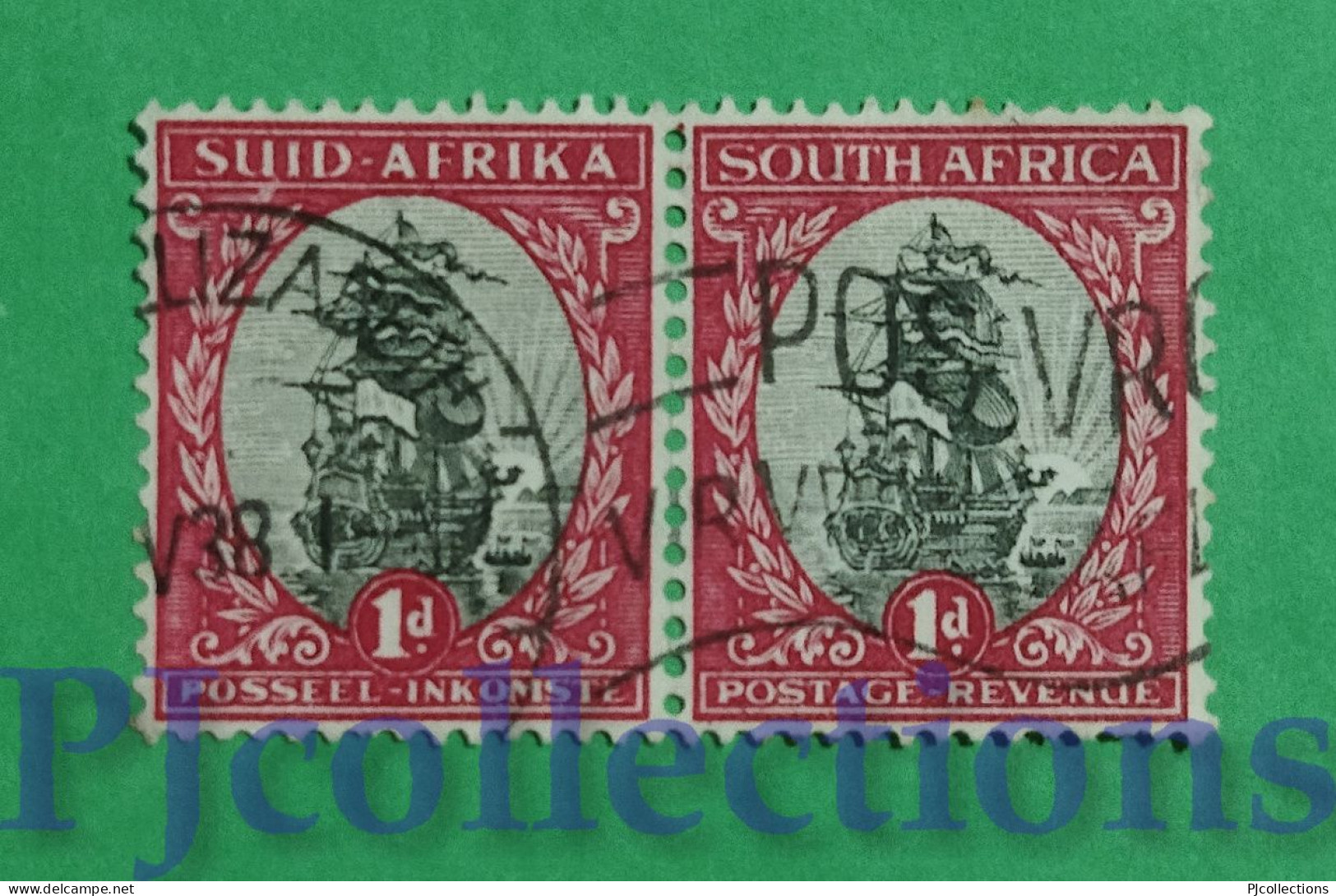 S398- SUD AFRICA - SOUTH AFRICA 1926 JAN VAN RIEBEEK'S SHIP 1d COPPIA - COUPLE USATO - USED - Used Stamps