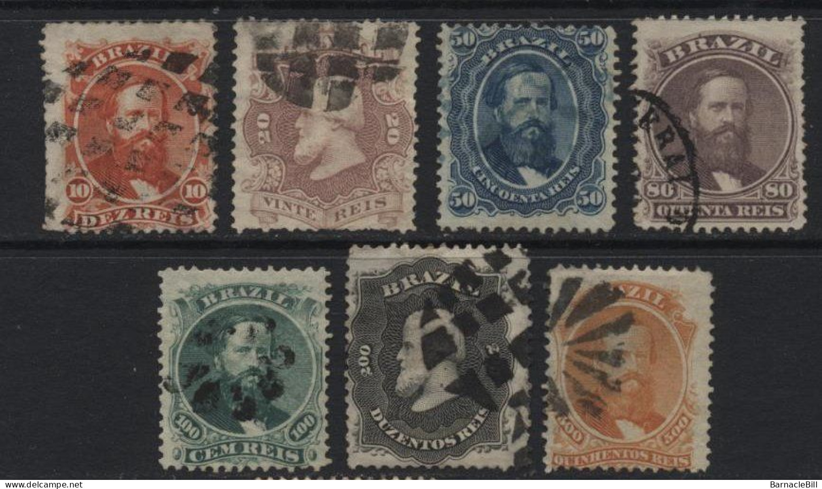 Brazil (35) 1866 Emperor Dom Pedro II Set. Used. Hinged. - Oblitérés