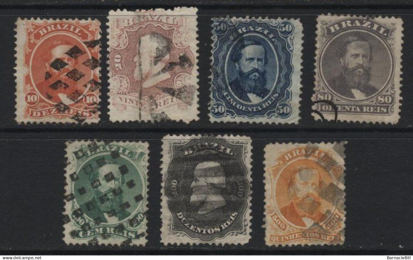 Brazil (37) 1866 Emperor Dom Pedro II Set. Used. Hinged. - Used Stamps
