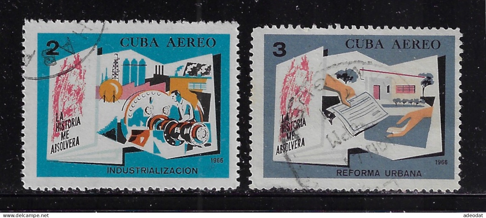 CUBA 1966 AIRMAIL SCOTT C241-C242 CANCELLED - Posta Aerea