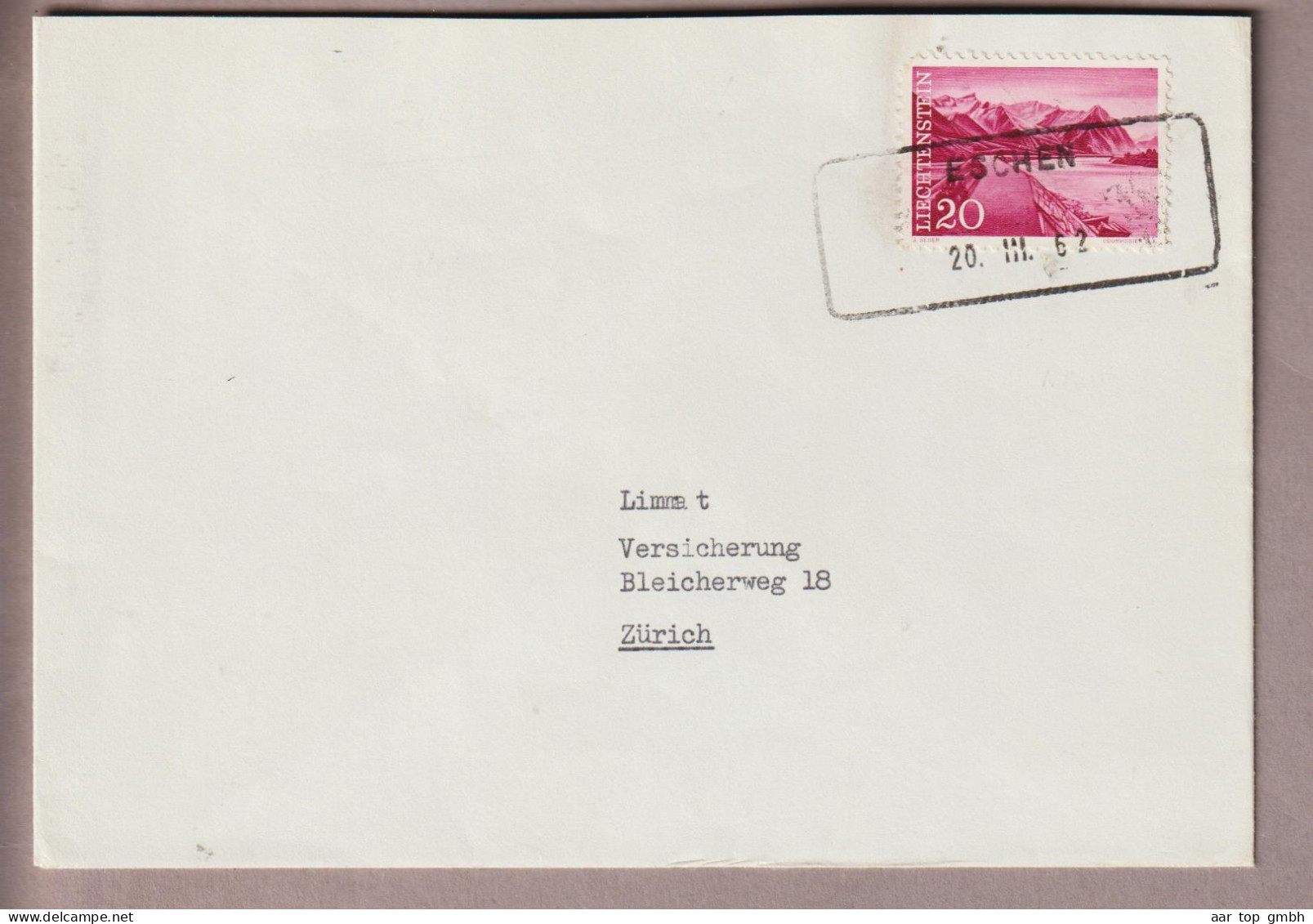Liechtenstein Eschen 1962-03-20 Aushilfsstempel Auf Brief Nach Zürich - Brieven En Documenten