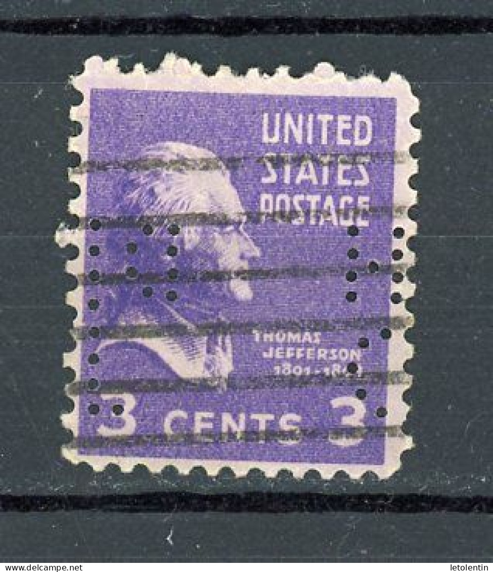 USA : - JEFFERSON N° Yvert 372 Obli. & PERFORÉ "DPH" ?? - Perforados