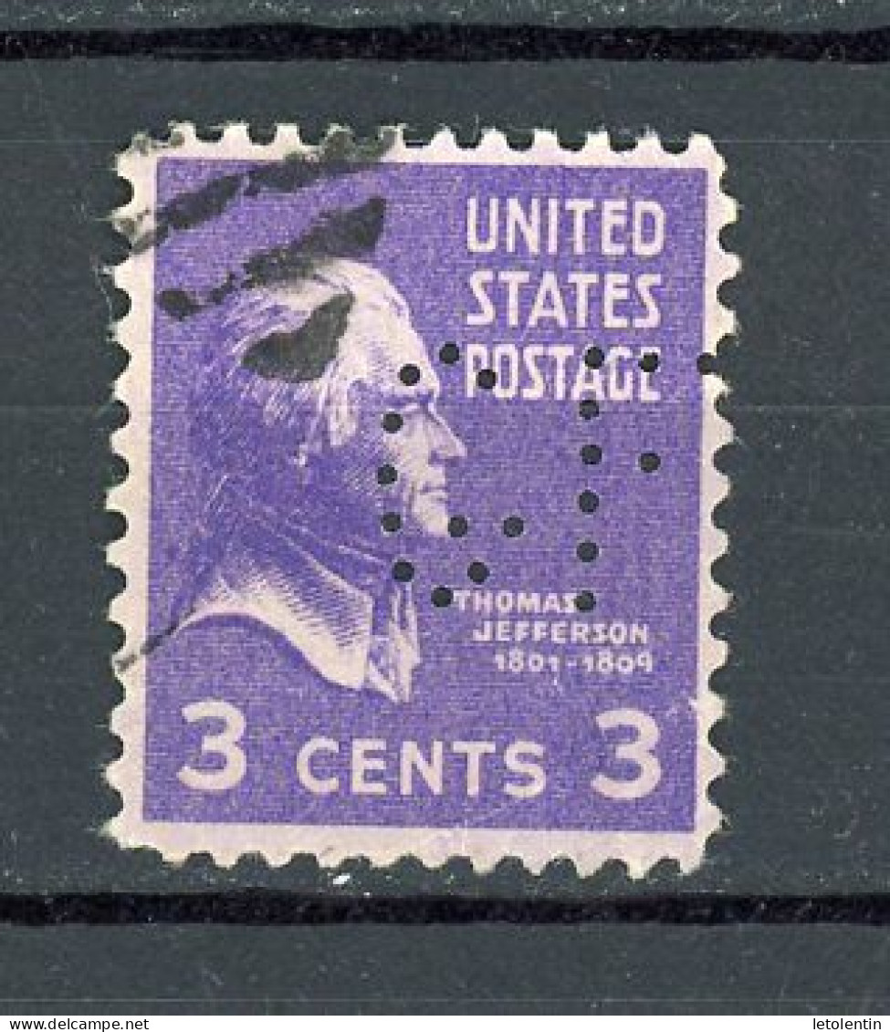 USA : - JEFFERSON N° Yvert 372 Obli. & PERFORÉ "GF" - Perforados