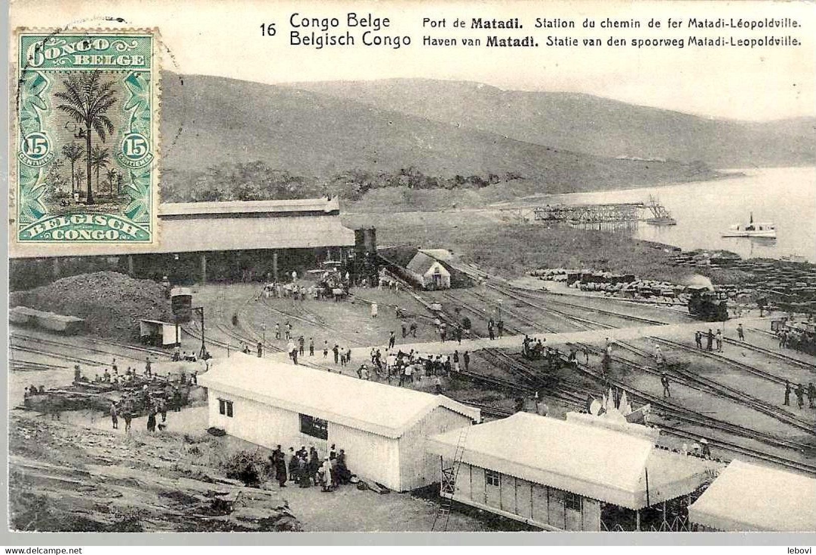 CP N° 16 « Port De MATADI » Ayant Circulé De LUSAMBO Vers MONS (1921) - Covers & Documents