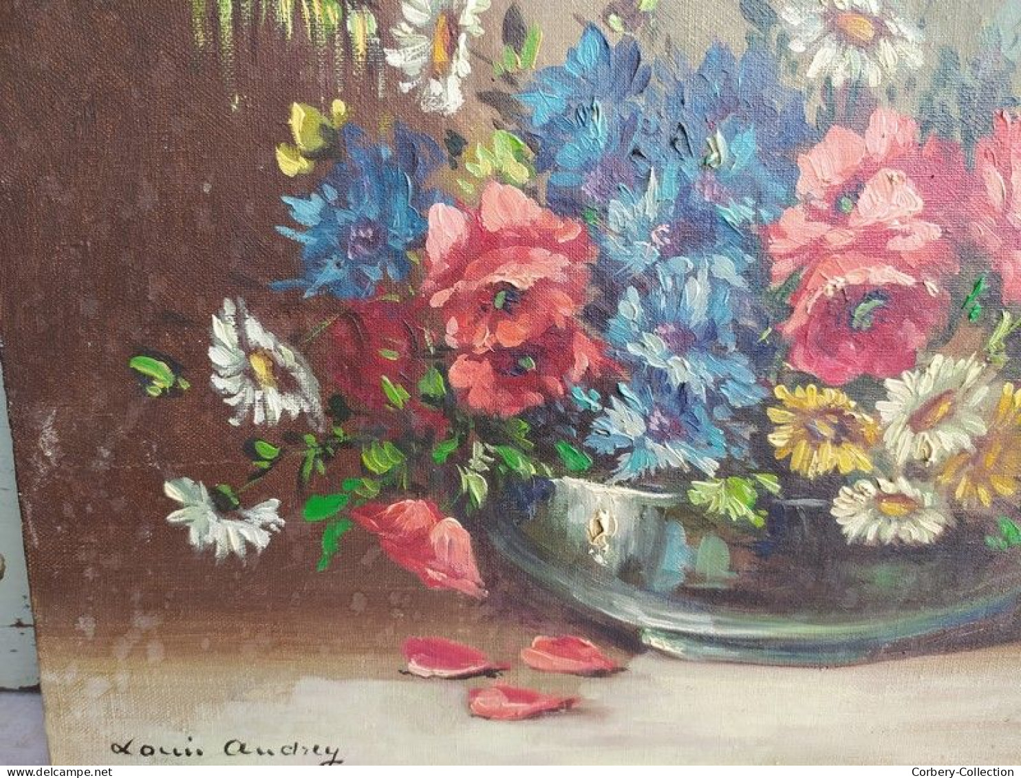 Tableau Bouquet de fleurs Printanières Signé Louis Andrey