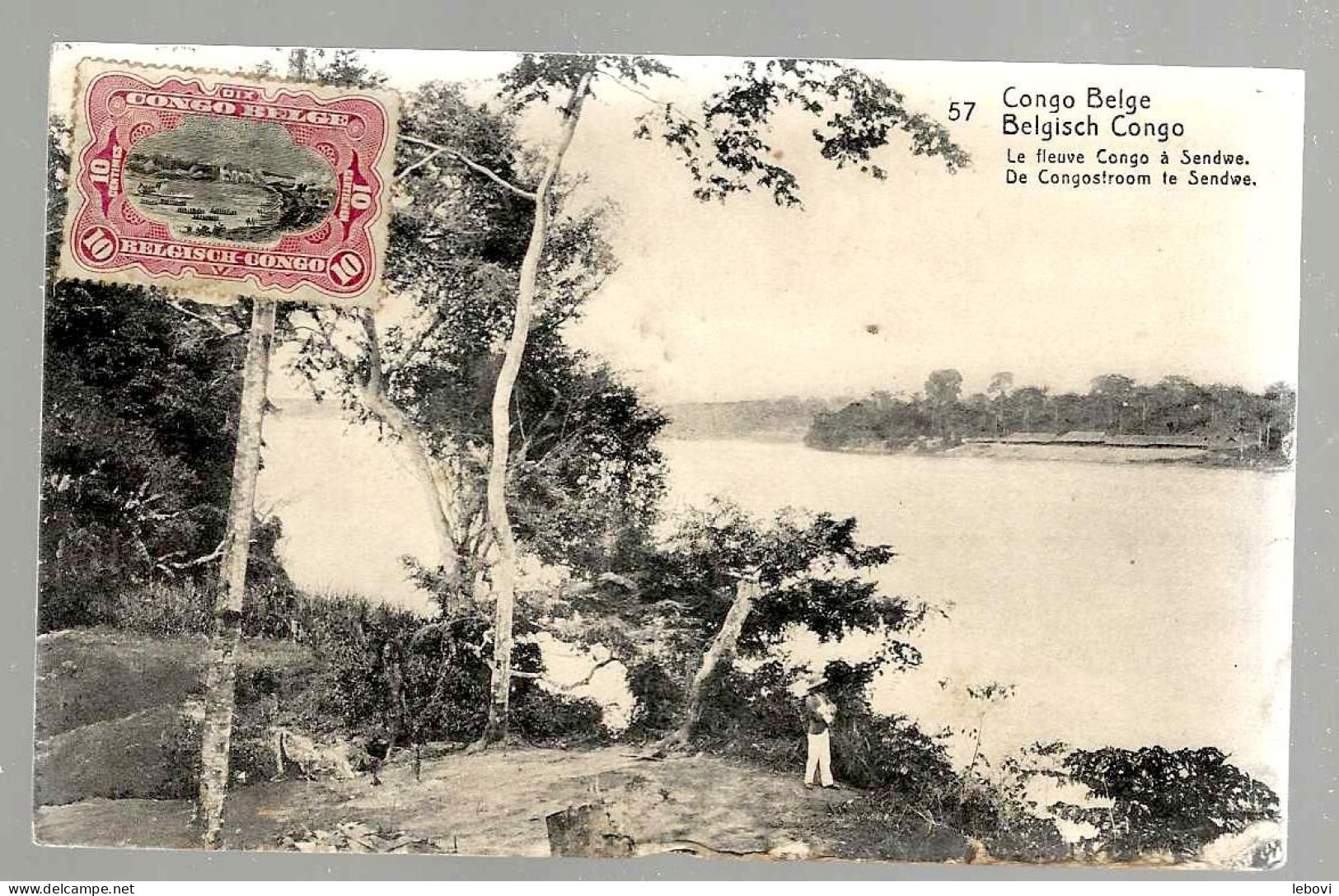 CP N° 57 « Le Fleuve Congo à Sendwe » Ayant Circulé De LUSAMBO Vers MONS (1921) - Storia Postale