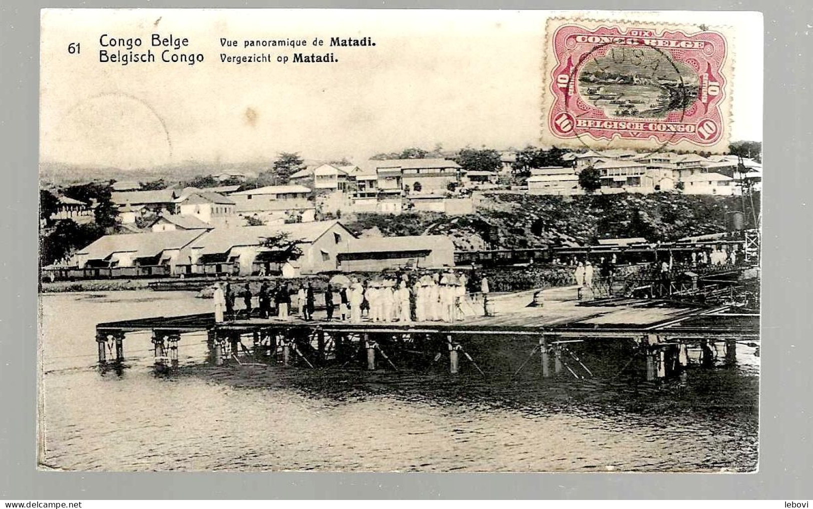 CP N° 61 « Vue Panoramique De MATADI » Ayant Circulé De LUSAMBO Vers MONS (1921) - Lettres & Documents