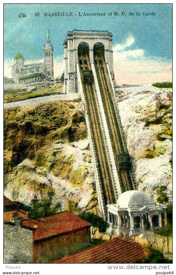 Ascenseurs De Notre-Dame De La Garde à Marseille (13) - CPA) - Funiculaires