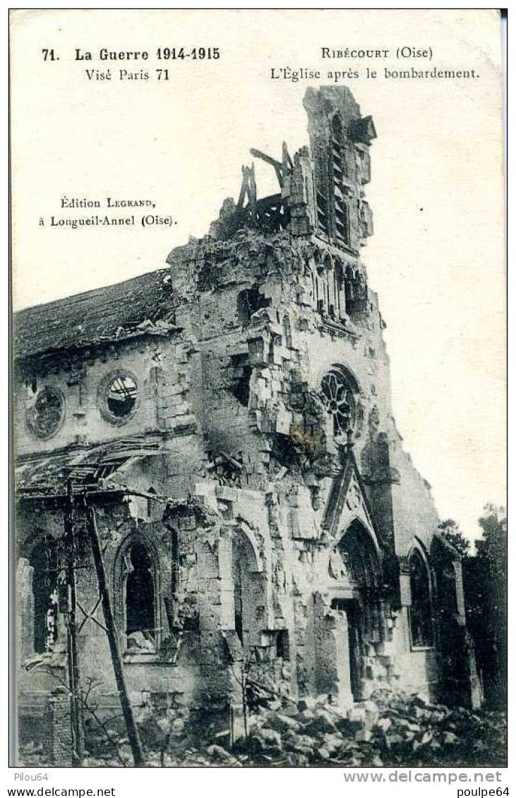 L'Église Après Le Bombardement - Ribecourt Dreslincourt