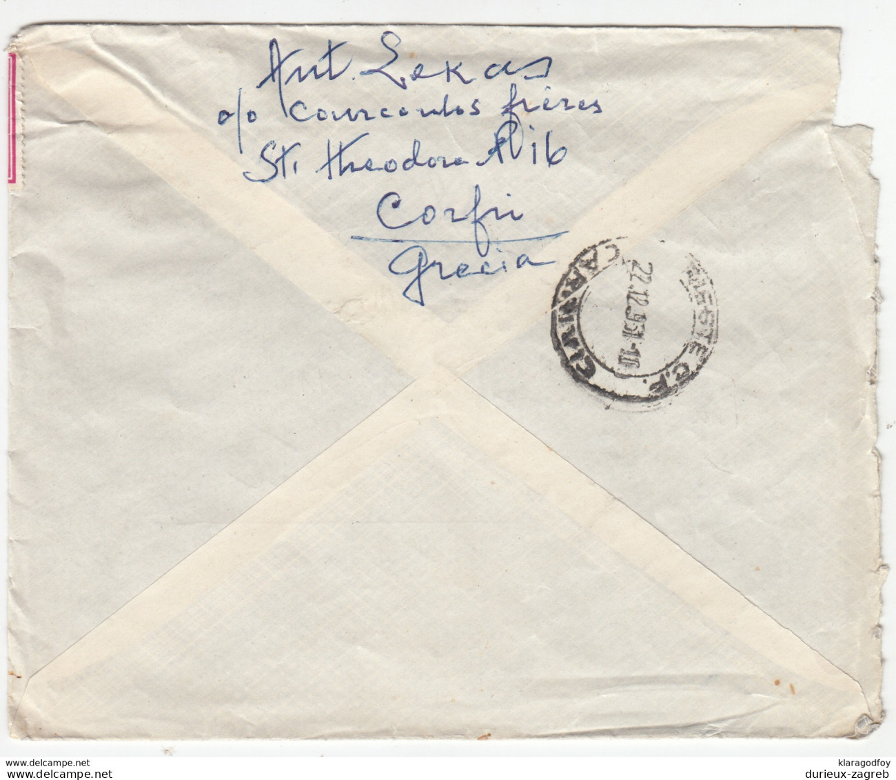 Greece Letter Cover Travelled 1961 Kerkyra To Trieste B170310 - Brieven En Documenten