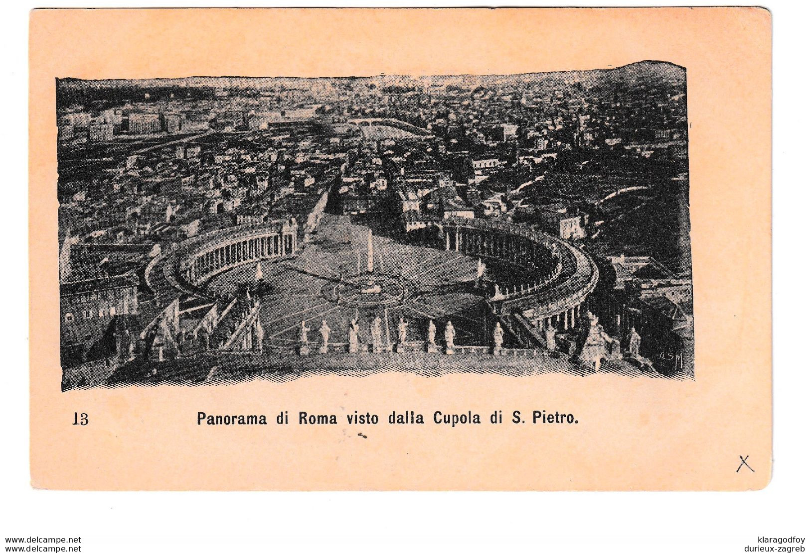 Rome, Panorama Di Roma Visto Dalla Cupola Di S. Pietro Old Postcard Unused B210710 - Panoramische Zichten, Meerdere Zichten