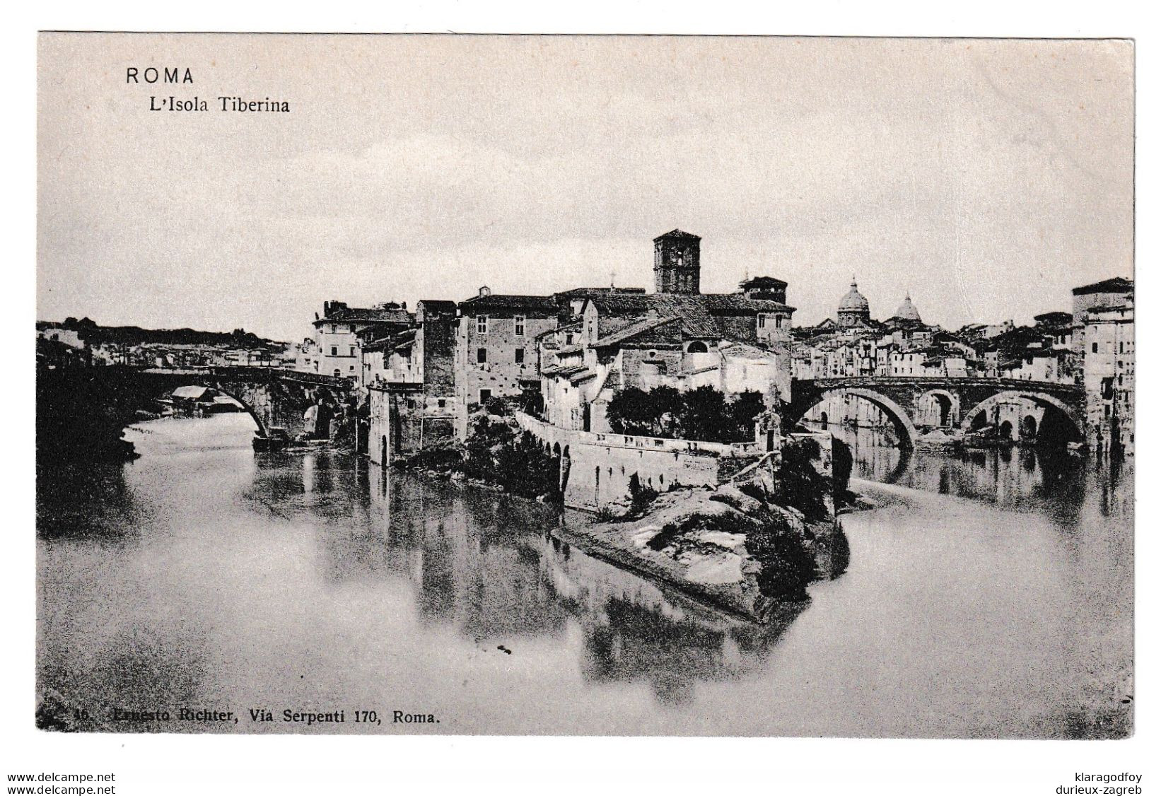 Rome, L'Isola Tiberina Old Postcard Unused B210710 - Ponts