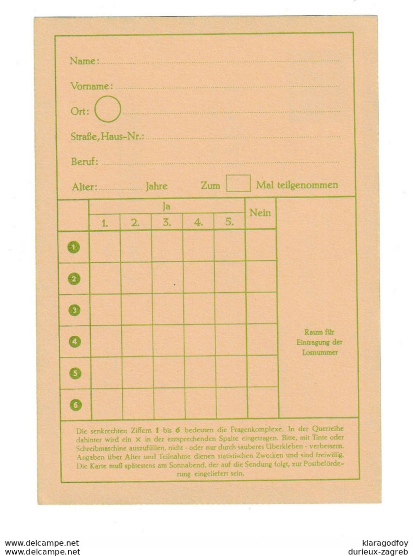 Funklotterie Postal Stationery Postkarte Unused B210701 - Postcards - Mint