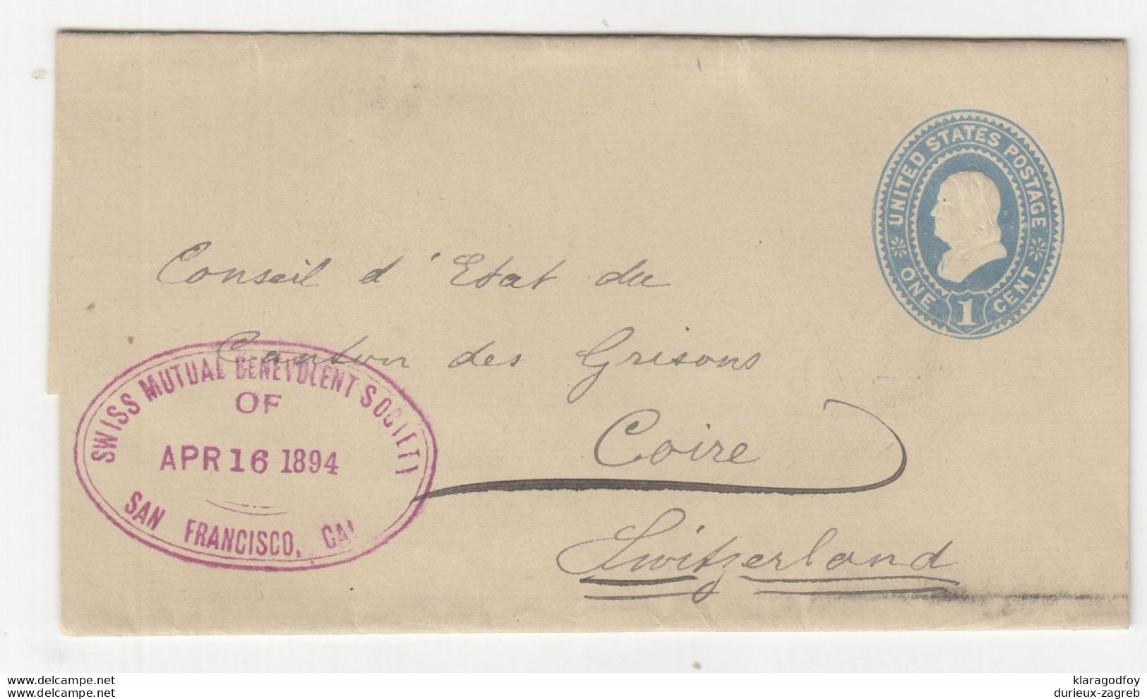 US 3 Postal Stationery Newspaper Wrappers Posted 1894 To Switzerland/Austria B201230 - Altri & Non Classificati