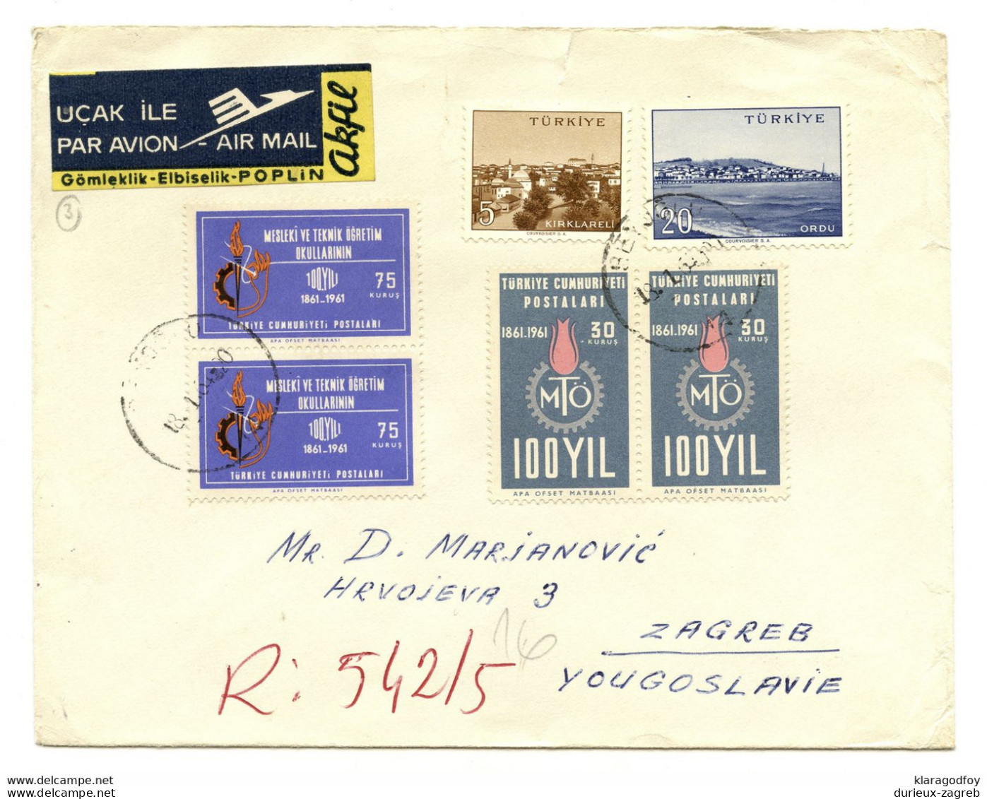 Turkey Multifranked Letter Cover Posted Air Mail 1964 Beyoglu To Zagreb B201101 - Lettres & Documents