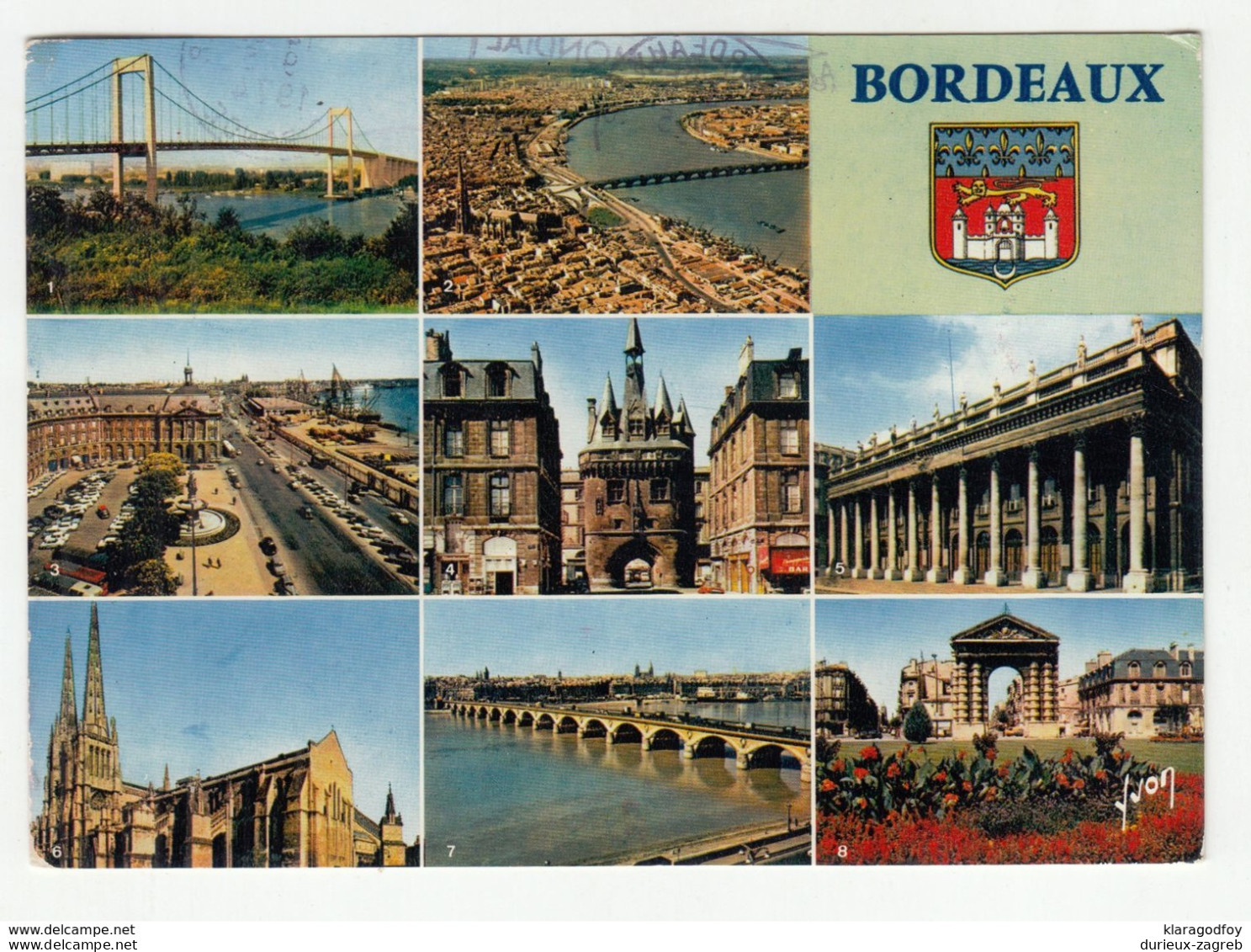 Bordeaux Postcard Posted 1974 To Zagreb Taxed /ported/ With Definitive Stamp B200701 - Timbres-taxe