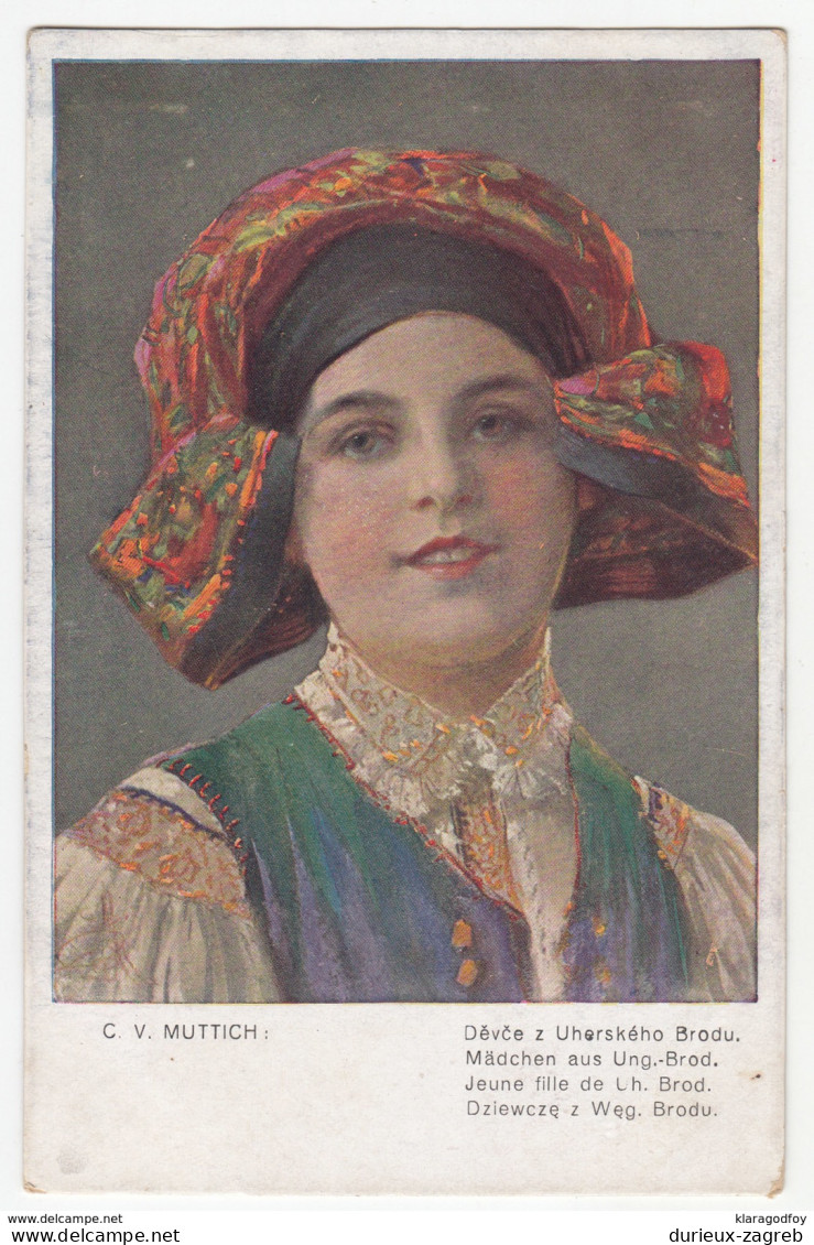 "Girl From Uherský Brod" By Kamil Vladislav Muttich Old Vintage Postcard Unused B170325 - Muttich, C.V.