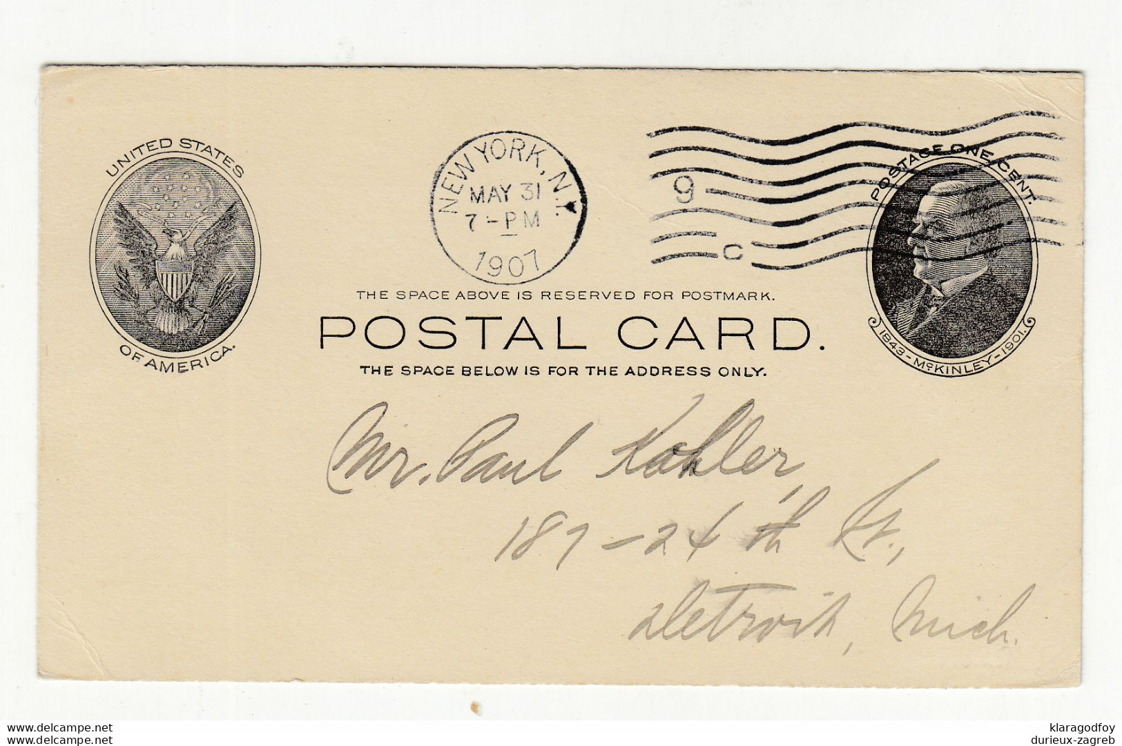 The Engineering Record Company Preprinted Postal Stationery Postcard Posted 1907 B210526 - Altri & Non Classificati