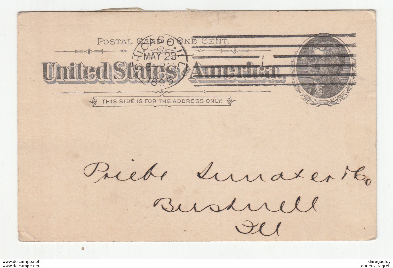 Union Line, Pennsylvania Railroad Co. Pre-printed Postal Stationery Posted 1895  Chicago Pmk B210320 - ...-1900