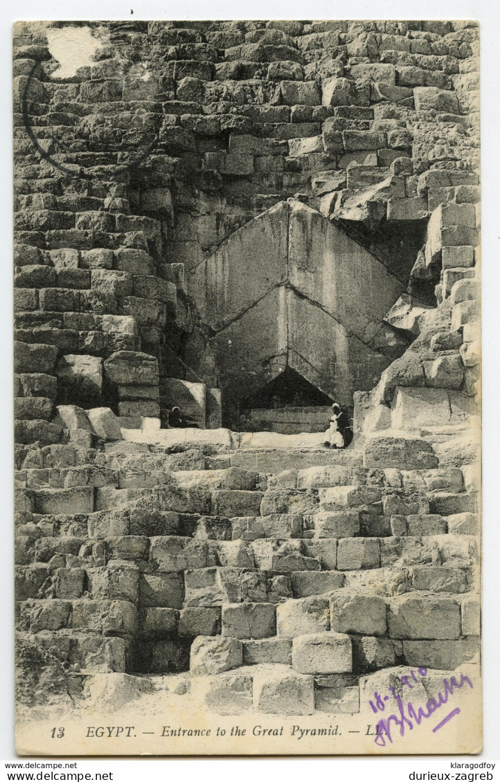 Egypt, Entrance To The Great Pyramid Old Postcard Not Travelled B171212 - Pyramides