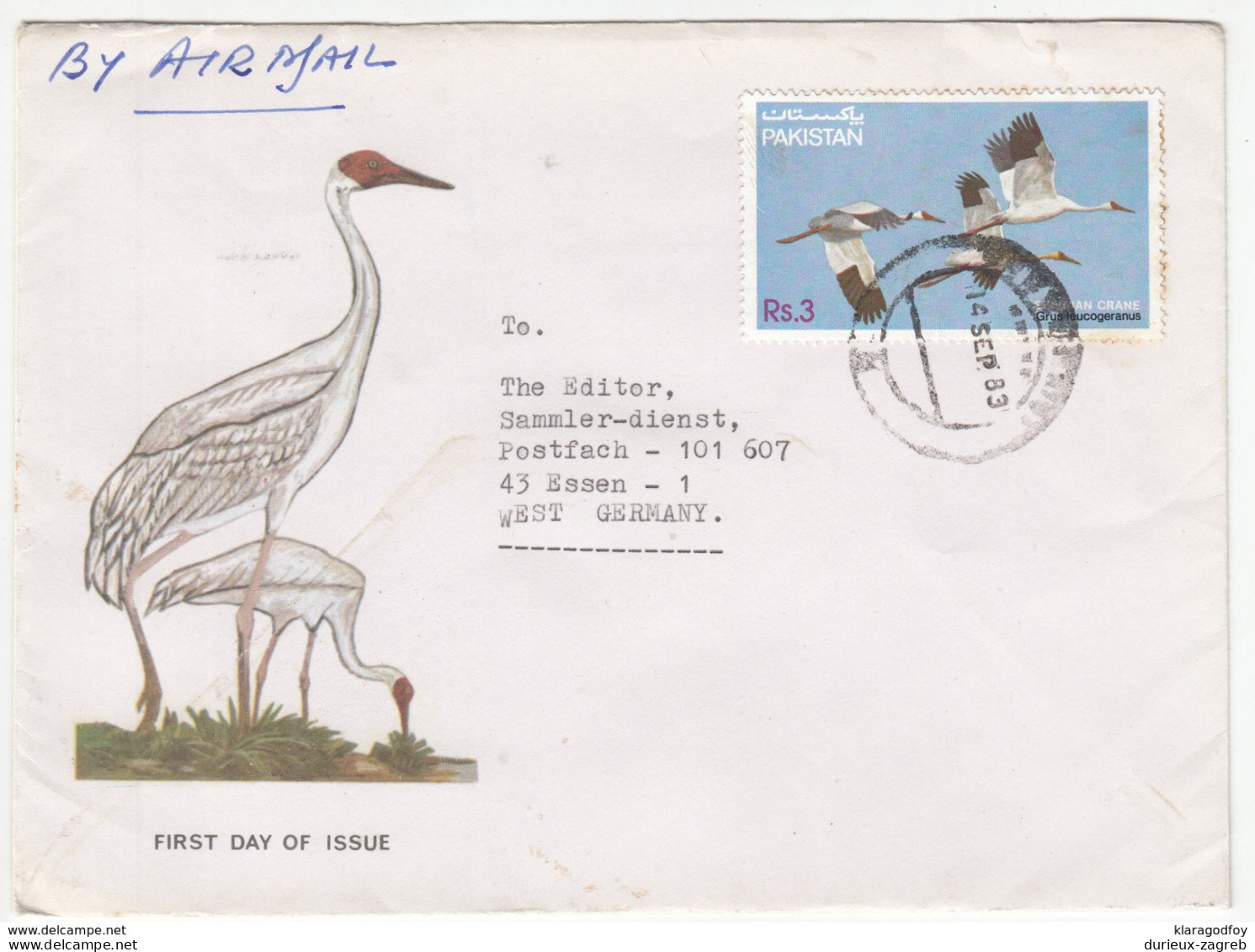 Pakistan, Cranes Letter Cover Travelled 1983 B171025 - Grues Et Gruiformes