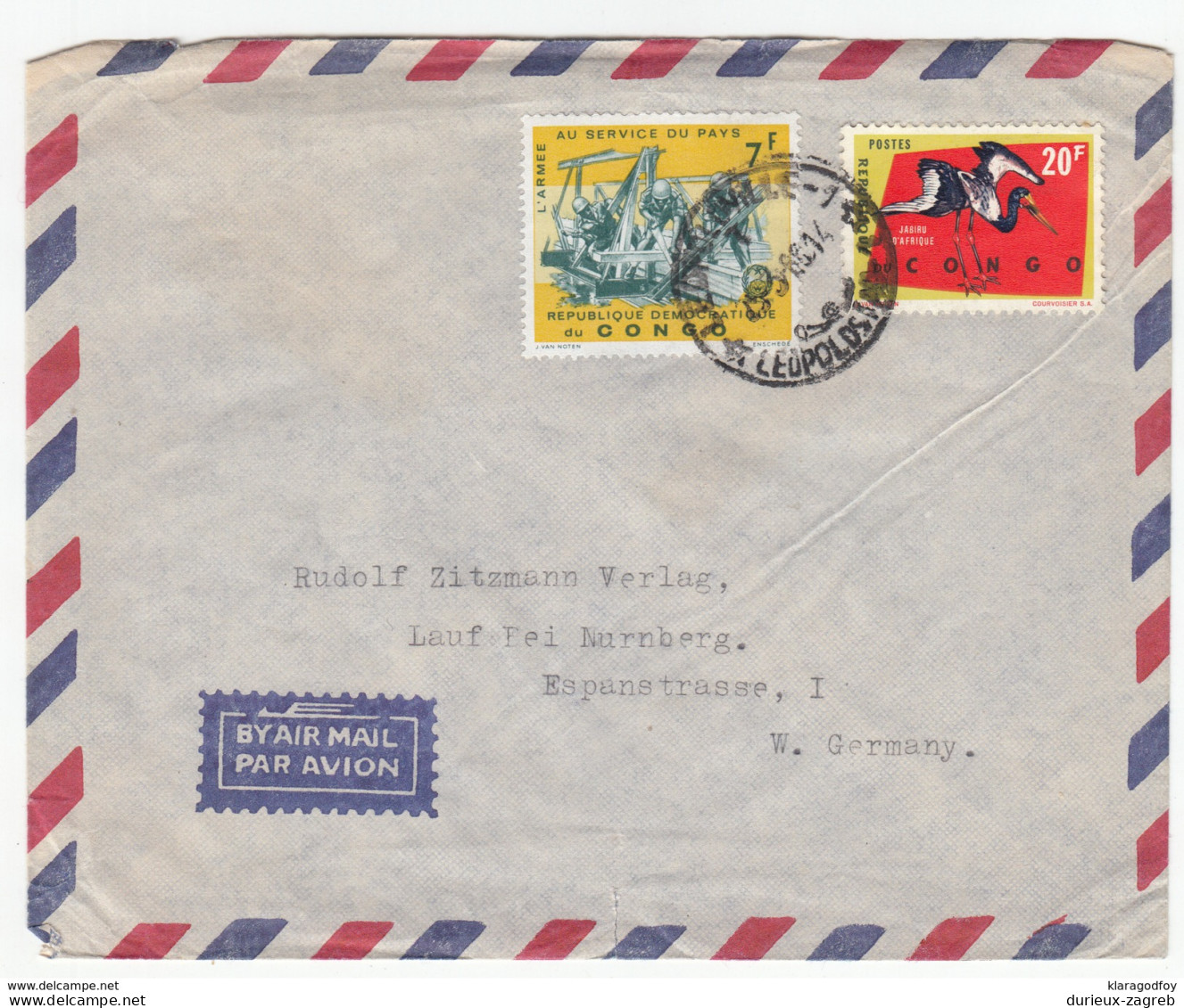 DR Congo, Airmail Letter Cover Travelled 1966 Léopoldville B171025 - Oblitérés
