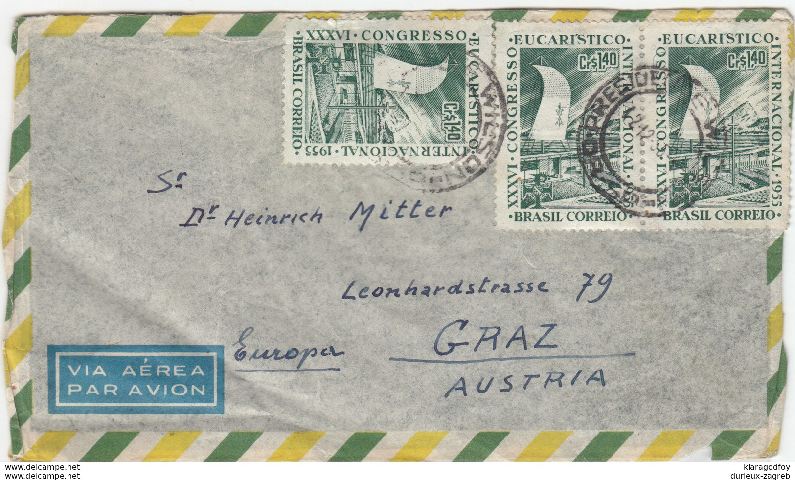 Brasil, Letter Cover Airmail Travelled 1955 B170330 - Brieven En Documenten